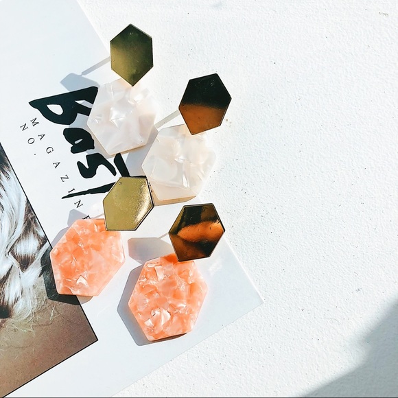 Pink and White Gold Tortoise Dangle Earrings - Picture 2 of 8